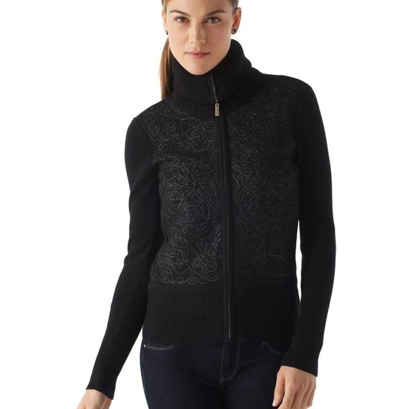 *3 for $25* WHBM Gold Shimmer Quilted Sweater Jacket - Picture 3 of 13